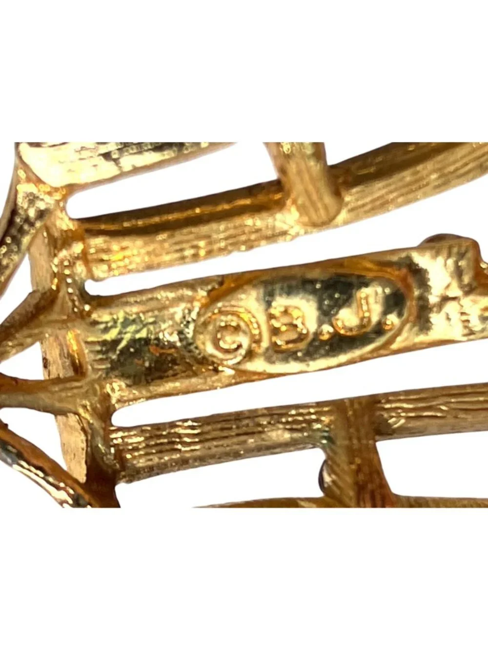 Gold-Tone Christmas Candle Lantern Brooch Pin Signed B.J. Vintage